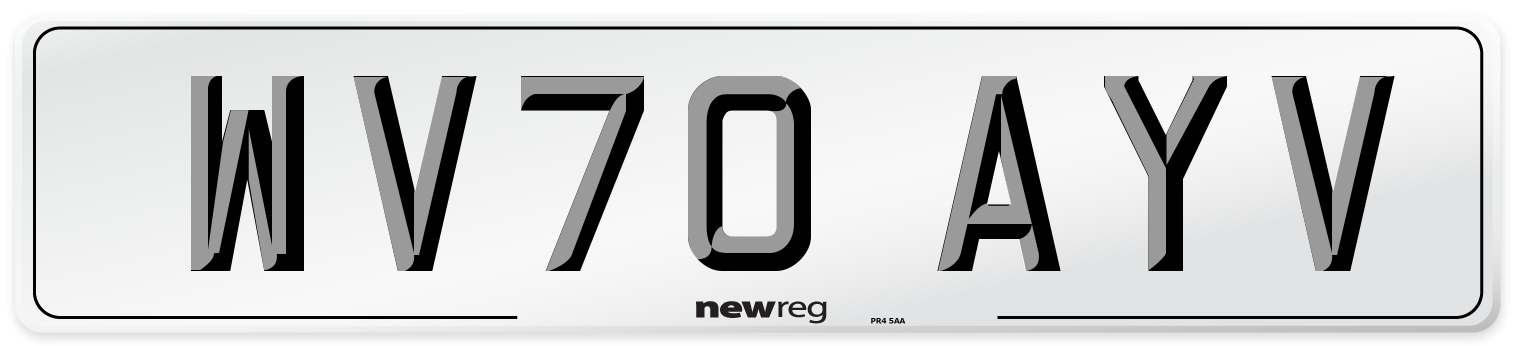 WV70 AYV Number Plate from New Reg